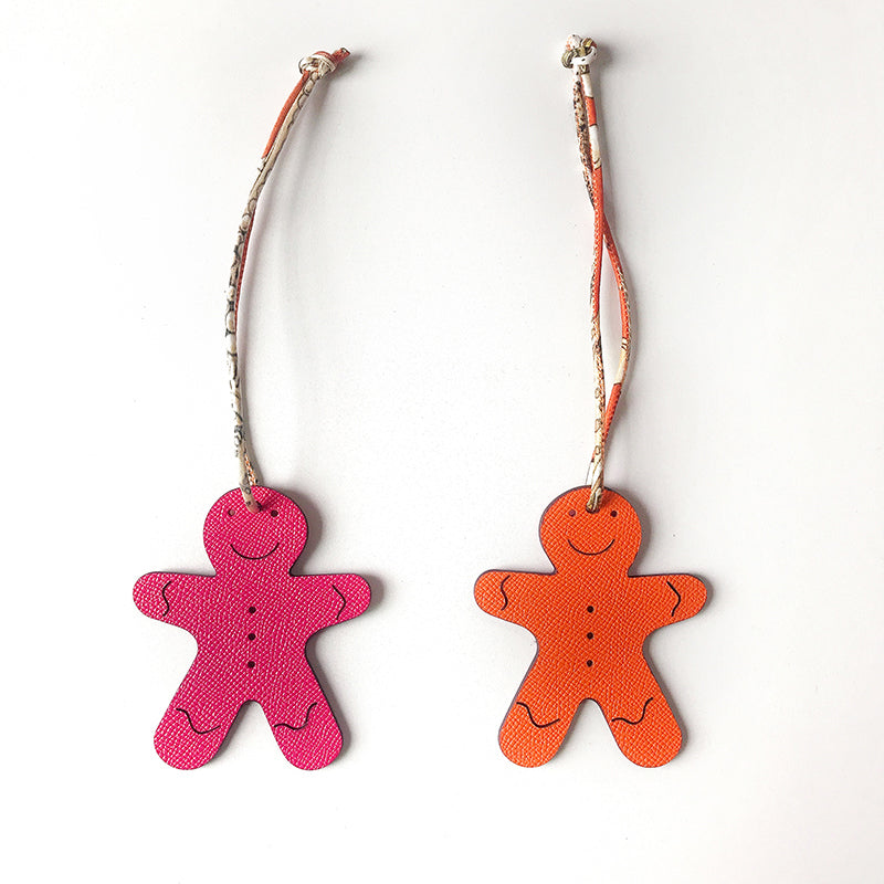 Christmas Leather Ginger Man Two-sided Bag Pendant