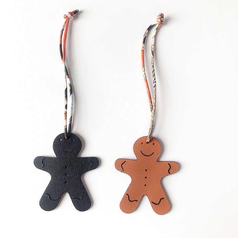 Christmas Leather Ginger Man Two-sided Bag Pendant