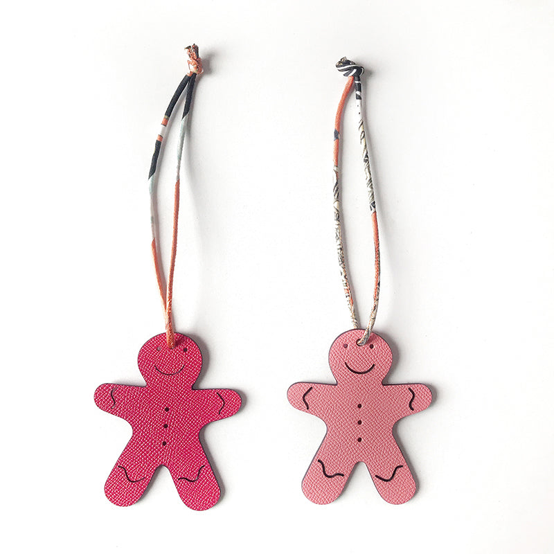 Christmas Leather Ginger Man Two-sided Bag Pendant