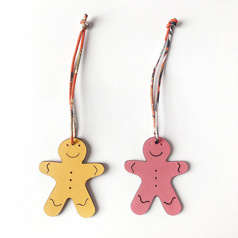 Christmas Leather Ginger Man Two-sided Bag Pendant