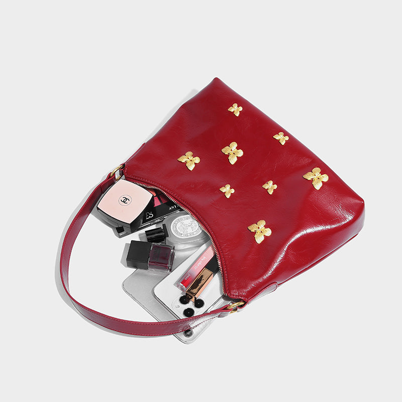 Vintage Bogen -Leder -Tasche