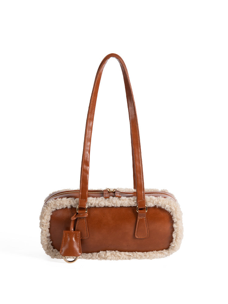 2025 Fall Series Baguette Bag in soft lamb wool and leather design, perfect for autumn and winter style.