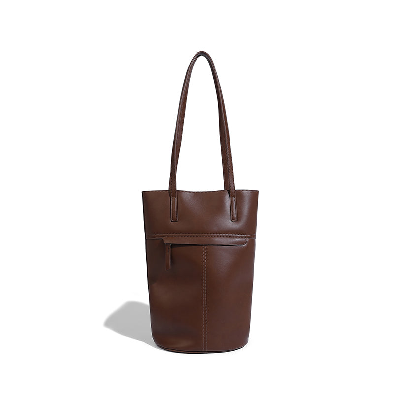 High-quality Plant-tanned Cowhide Vintage Commuter Bucket Tote bag