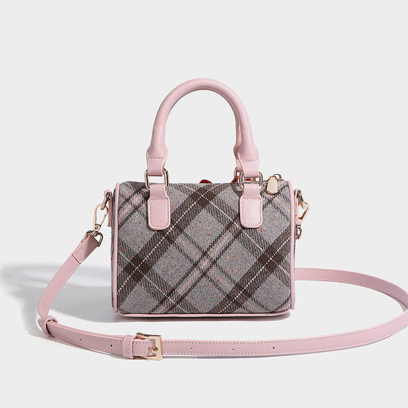 2025Winter Pink Plaid Crossbody Bag