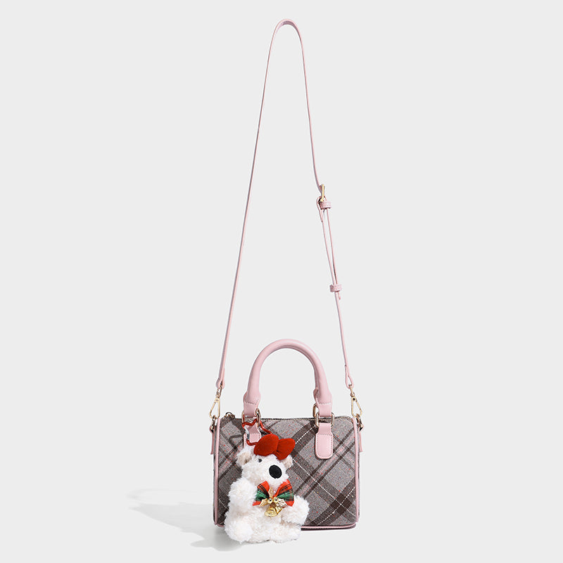 2025Winter Pink Plaid Crossbody Bag