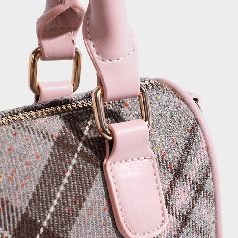 2025Winter Pink Plaid Crossbody Bag