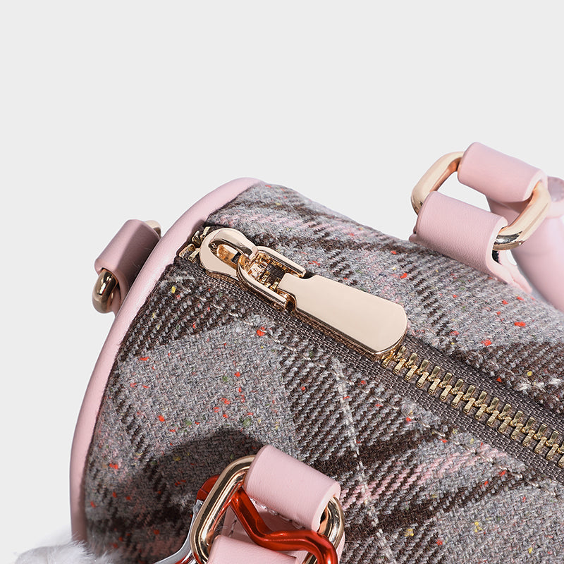 2025Winter Pink Plaid Crossbody Bag