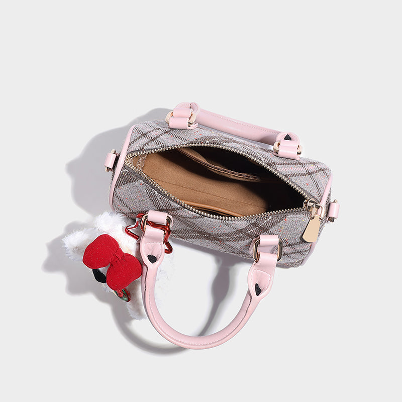2025Winter Pink Plaid Crossbody Bag