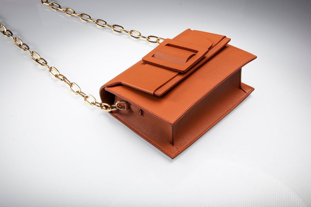 Square Buckle Leather Crossbody Bag