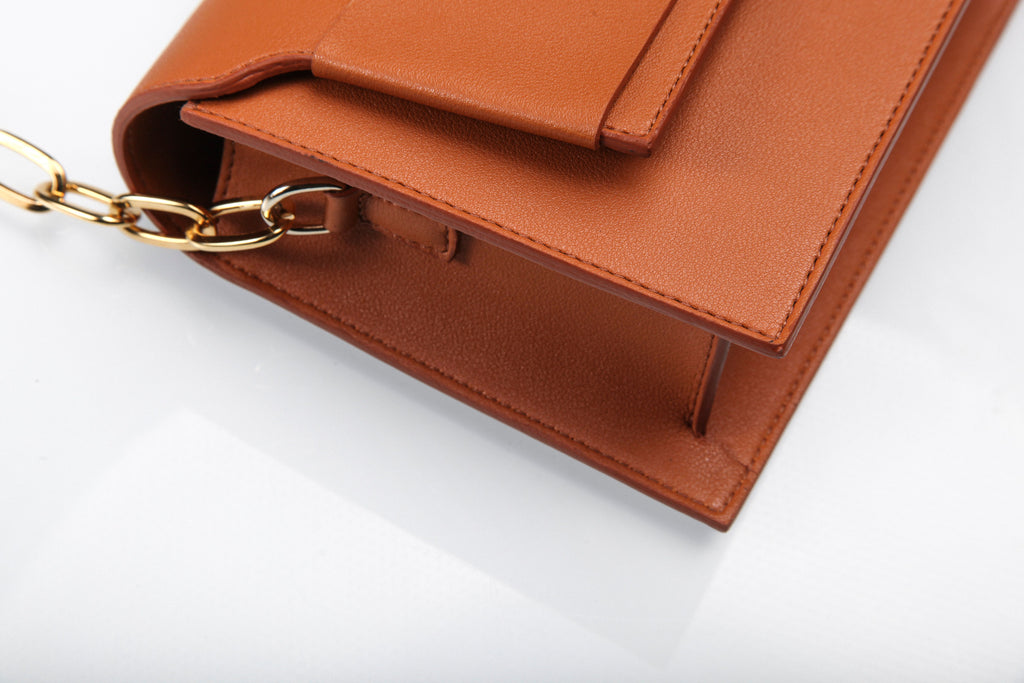 Square Buckle Leather Crossbody Bag