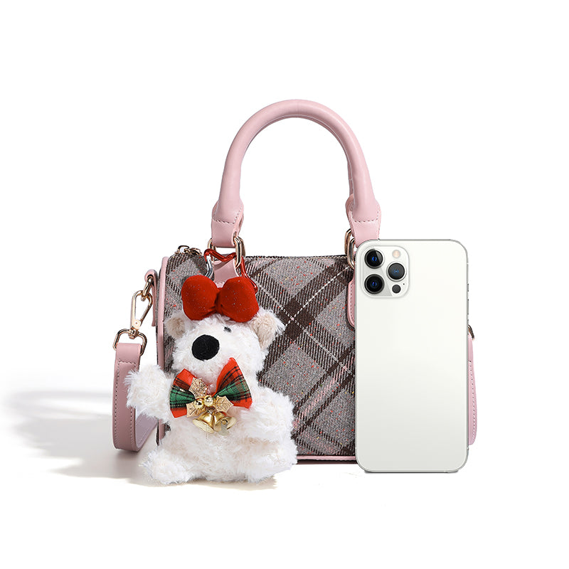 2025Winter Pink Plaid Crossbody Bag
