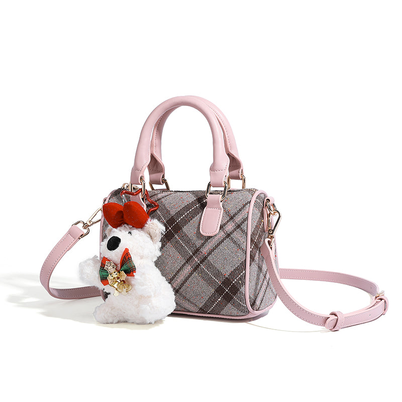 2025Winter Pink Plaid Crossbody Bag