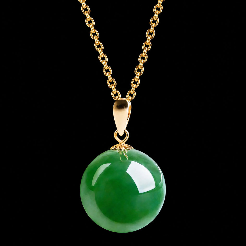 Round green jade bead handbag charm/pendant