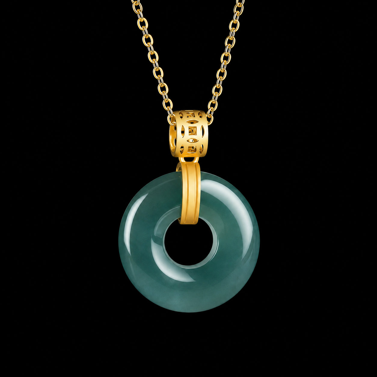Blue-Green Jade "Peace Buckle" Handbag Charm
