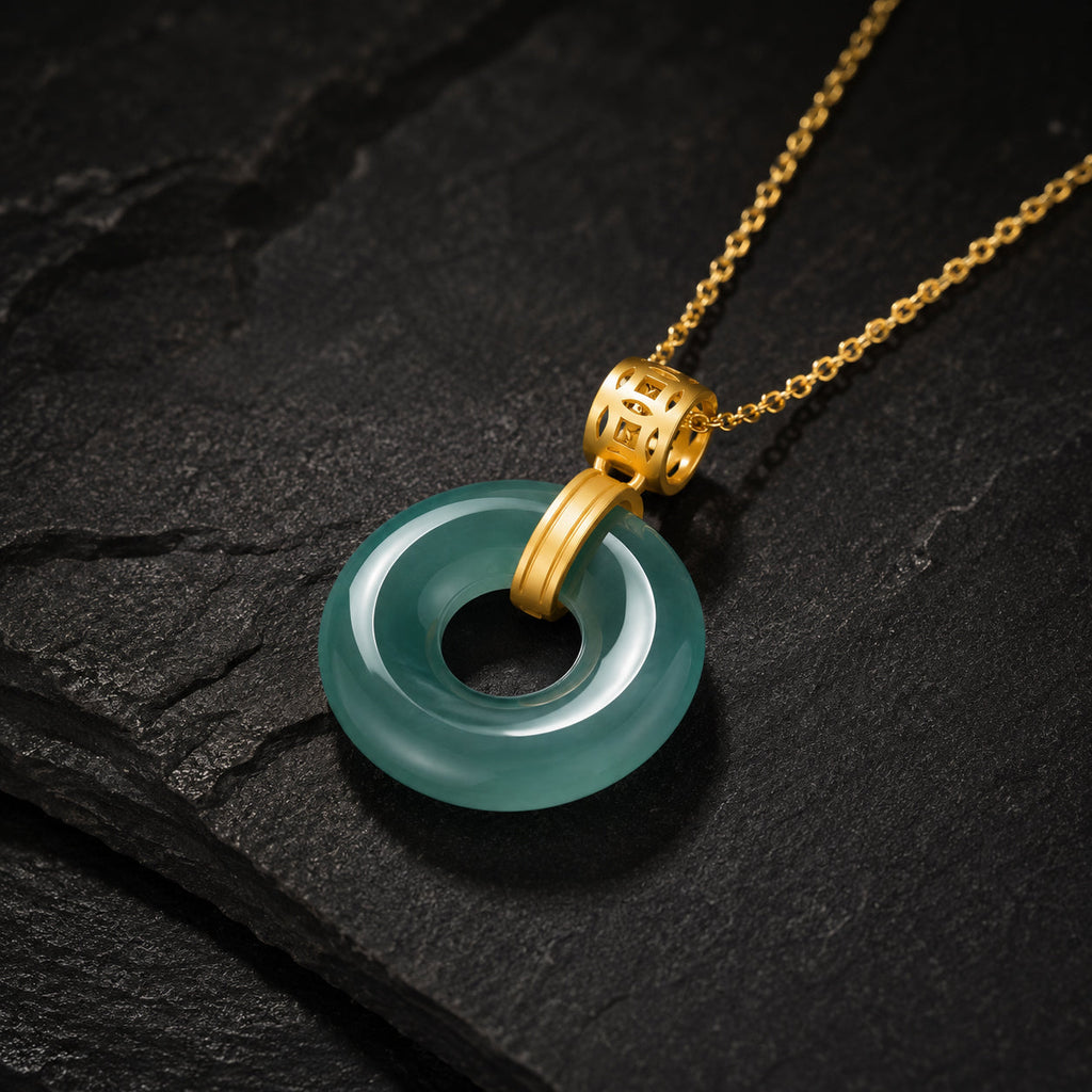 Blue-Green Jade "Peace Buckle" Handbag Charm