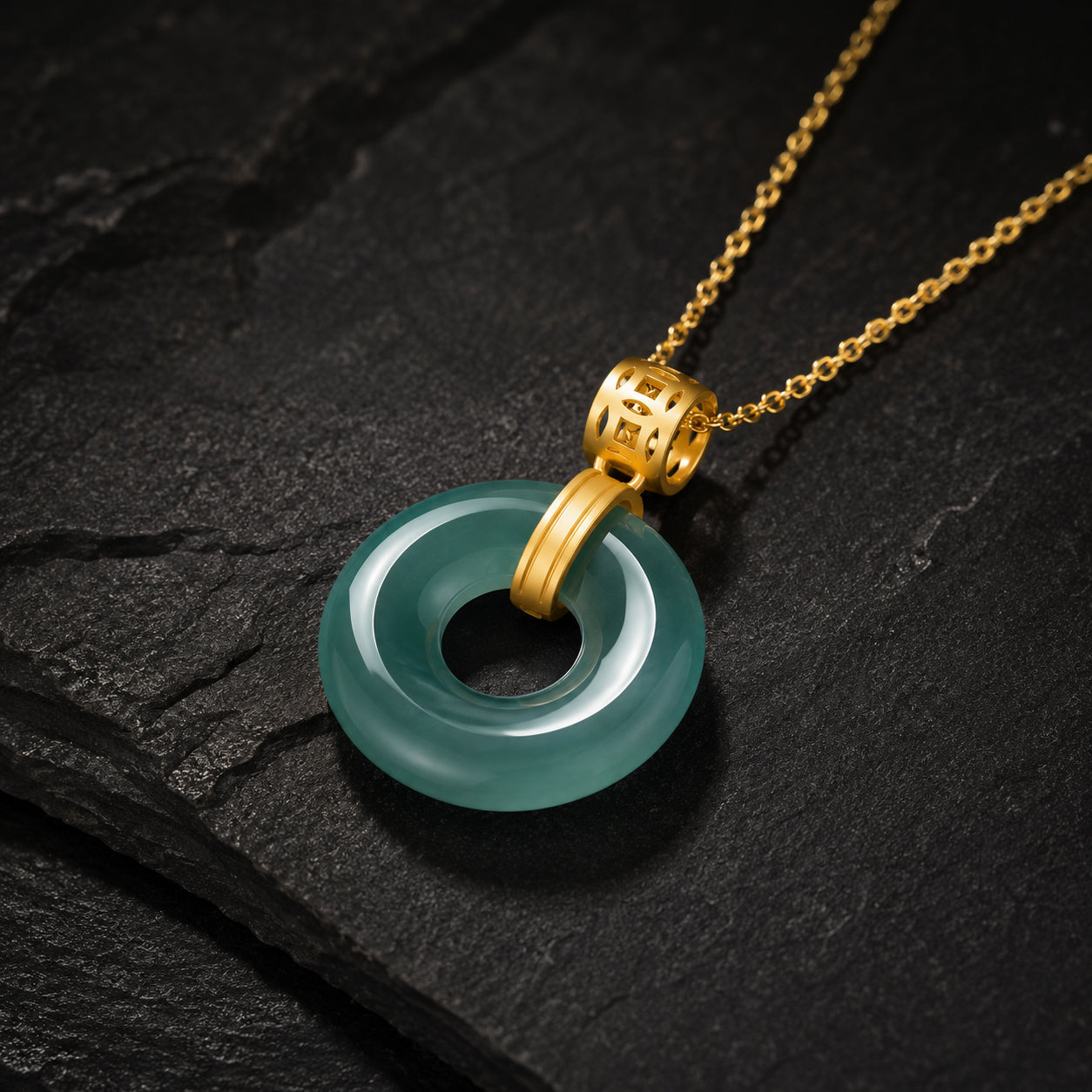 Blue-Green Jade "Peace Buckle" Handbag Charm