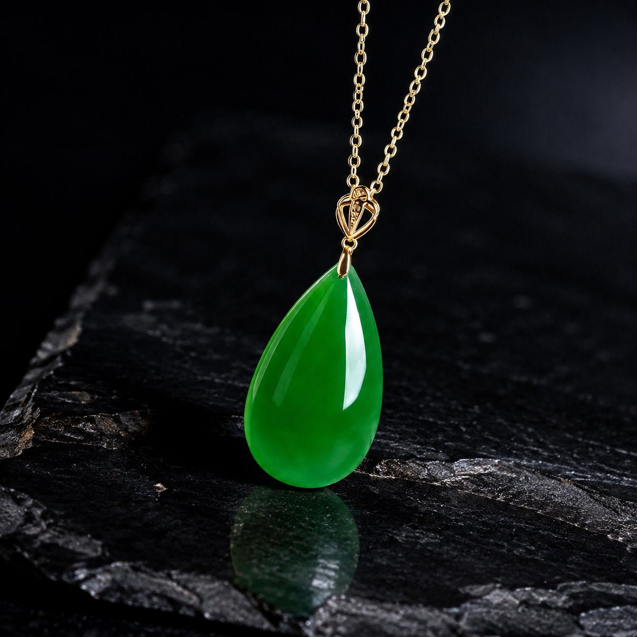 Green Jade Teardrop Handbag Charm