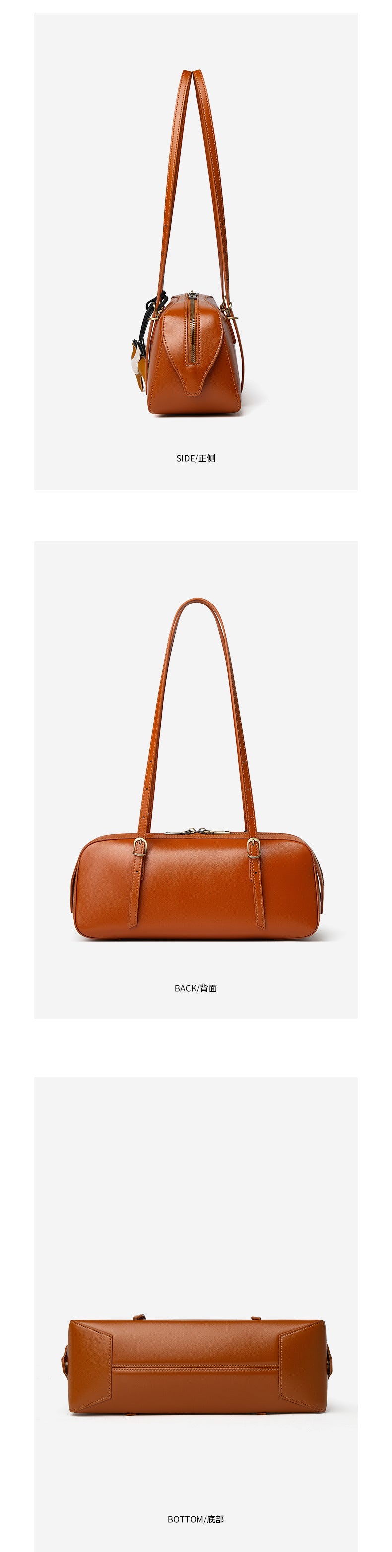 Leather bowling handbag Dreamland Series showcasing premium full-grain leather and vintage-inspired design.