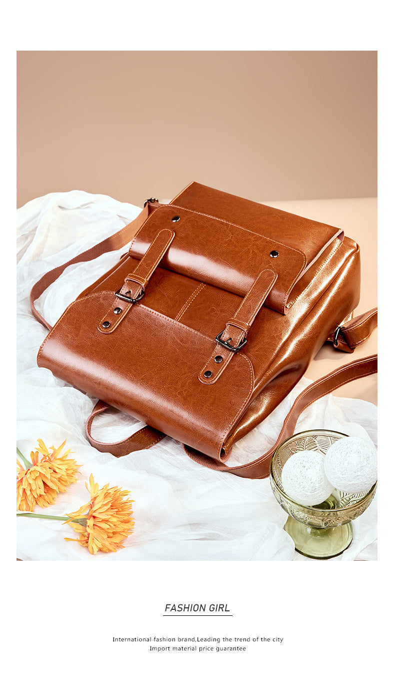 New Big Capacity 14 Inch Leather Backpack