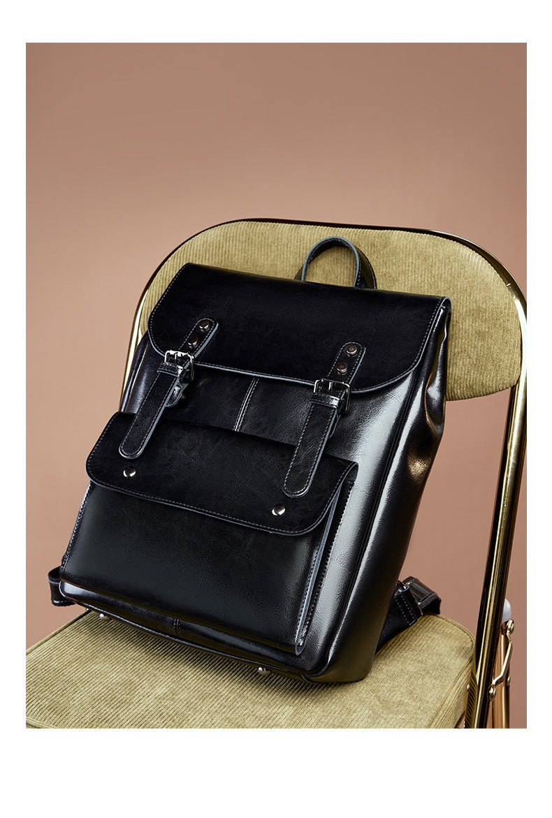 New Big Capacity 14 Inch Leather Backpack