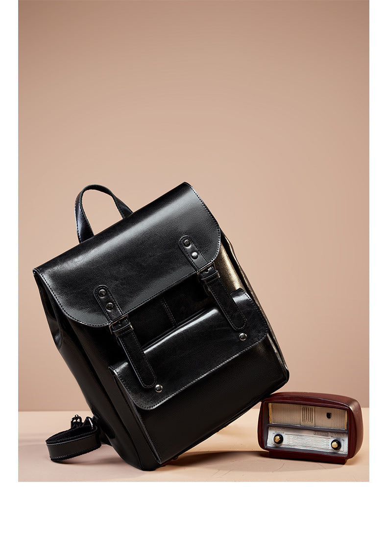 New Big Capacity 14 Inch Leather Backpack