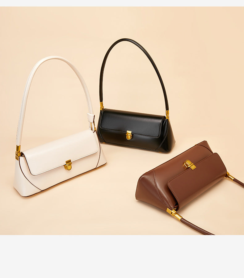 2026 Niche Leather Baguette Bag