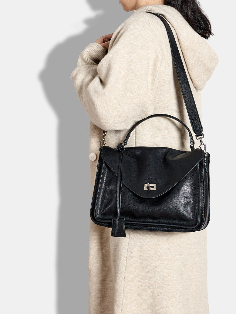 Classic elegance tote bag worn on shoulder, showcasing its sophisticated design and stylish versatility.