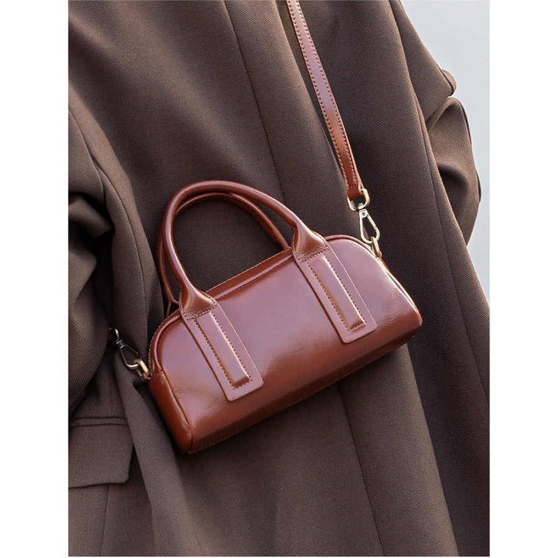 2026 leather Boston pillow bag