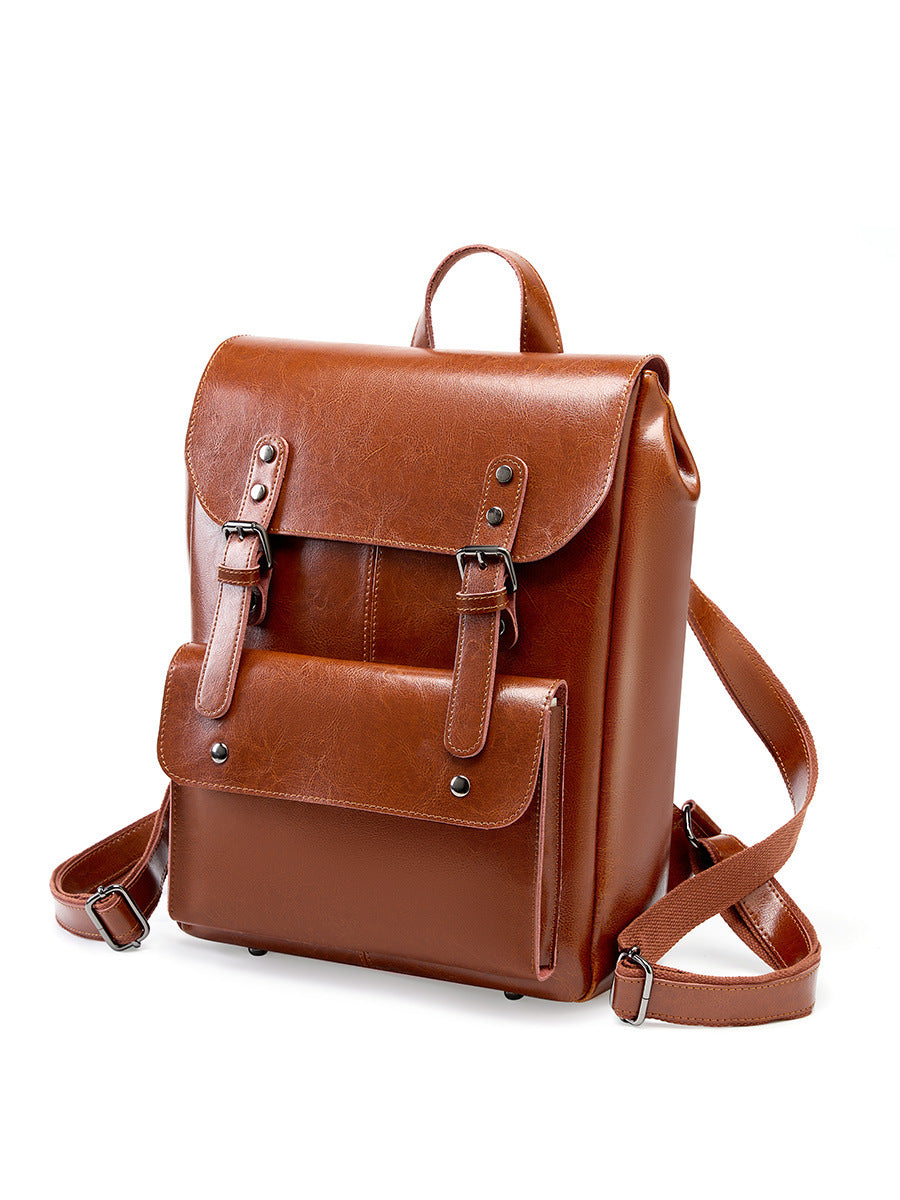 New Big Capacity 14 Inch Leather Backpack