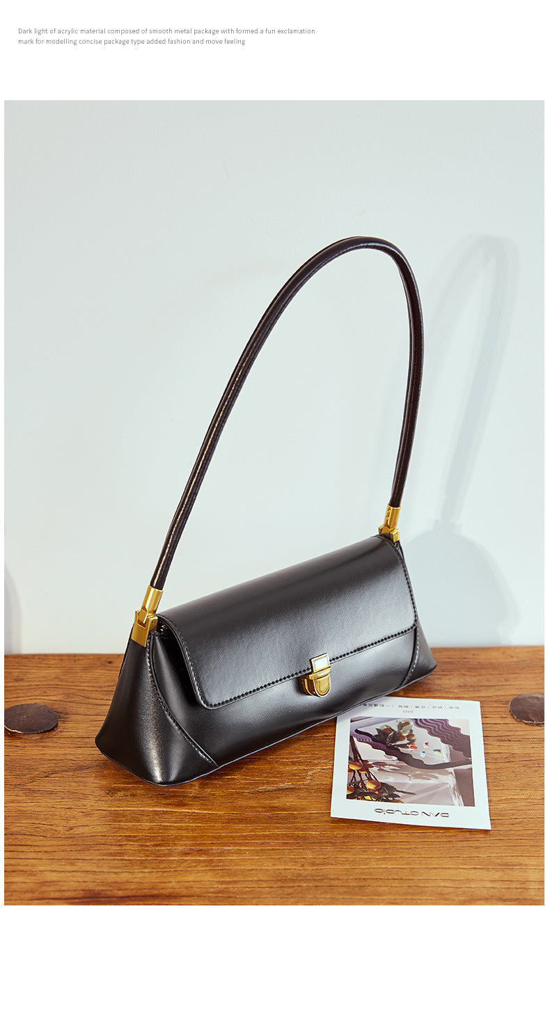 2026 Niche Leather Baguette Bag