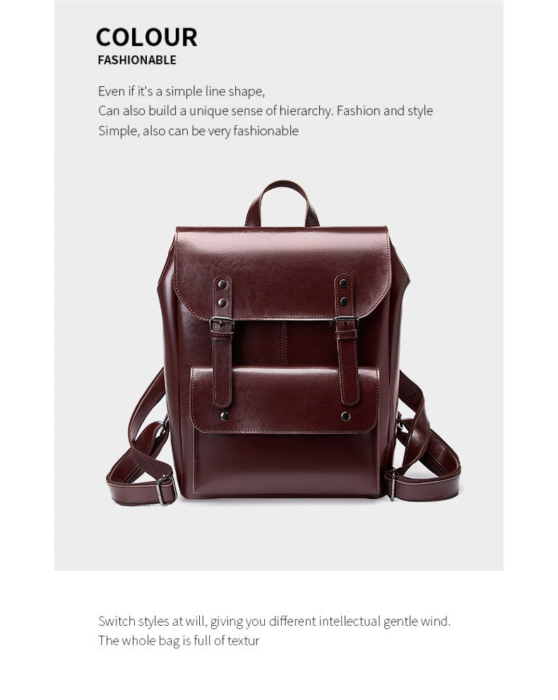 New Big Capacity 14 Inch Leather Backpack