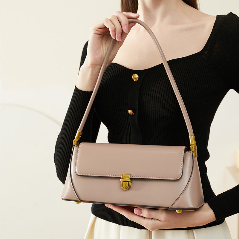 2026 Niche Leather Baguette Bag