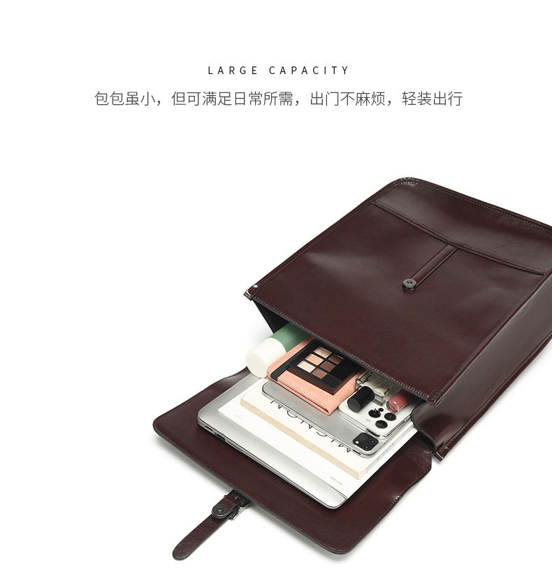 2025 Old School Classic Leather Ultra-Large Capacity Backpack opened, showcasing large capacity for essentials.