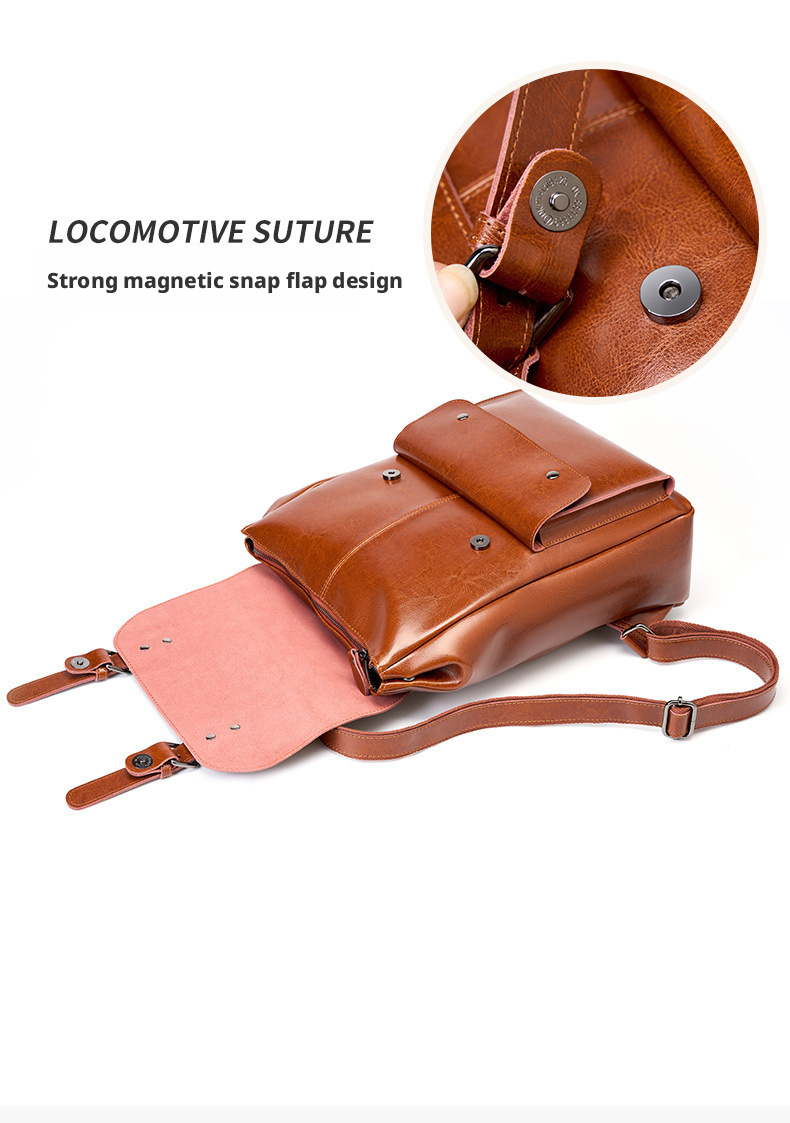 New Big Capacity 14 Inch Leather Backpack