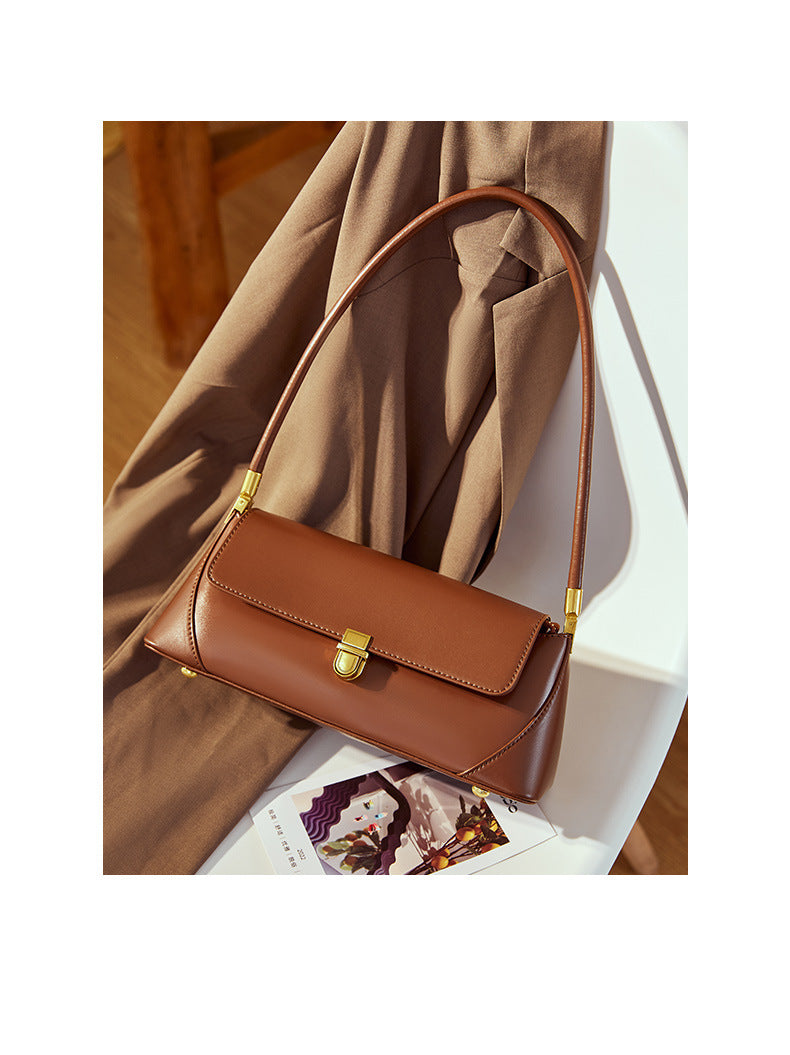 2026 Niche Leather Baguette Bag