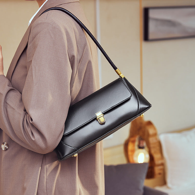 2026 Niche Leather Baguette Bag