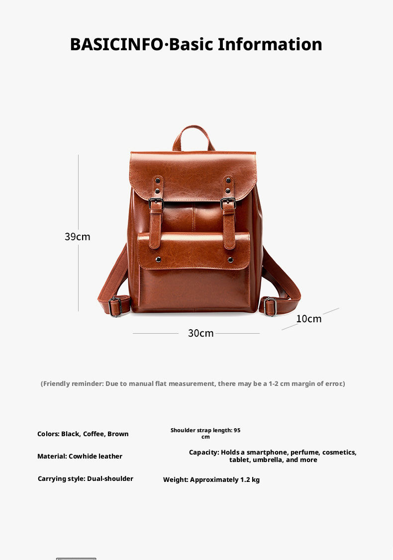 New Big Capacity 14 Inch Leather Backpack