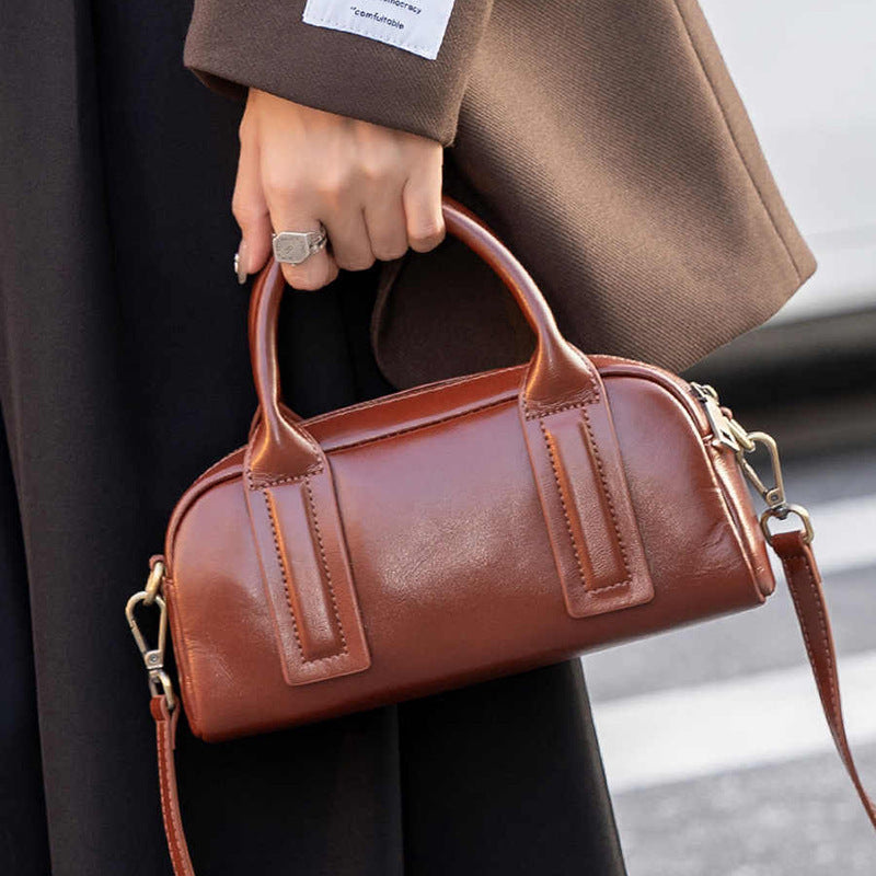 2026 leather Boston pillow bag
