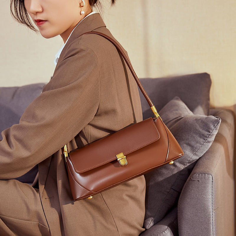 2026 Niche Leather Baguette Bag