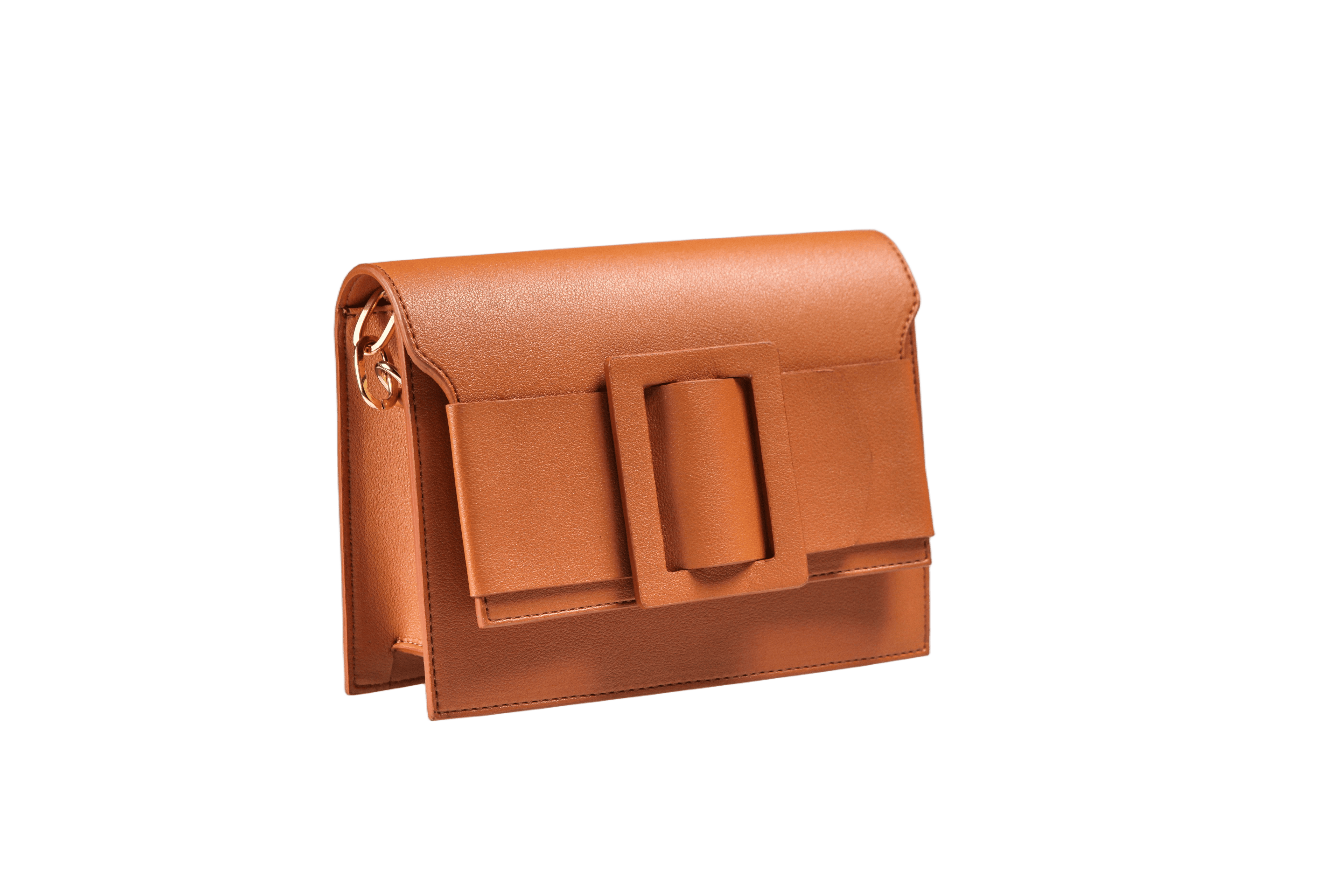 Square Buckle Leather Crossbody Bag